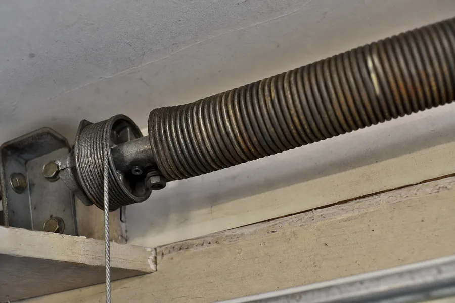 Torsion spring, shaft and cable drum above a garage door in Corpus Christi, TX
